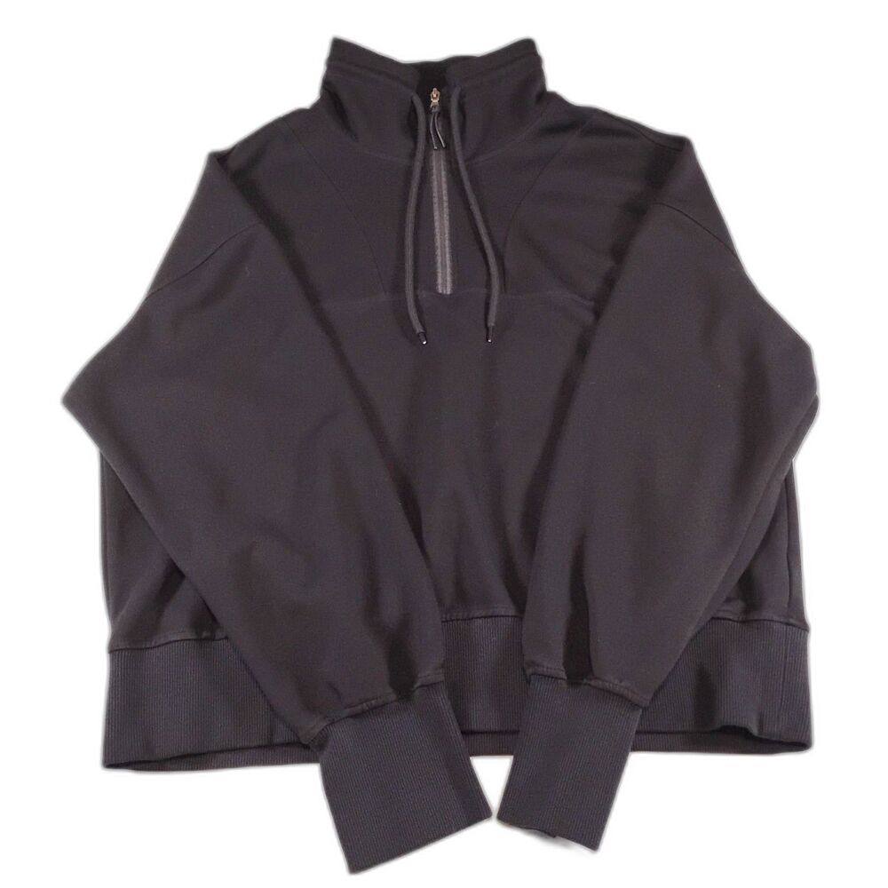 Automet Women's Quarter Zip Funnel Neck Pullover Size Medium Black